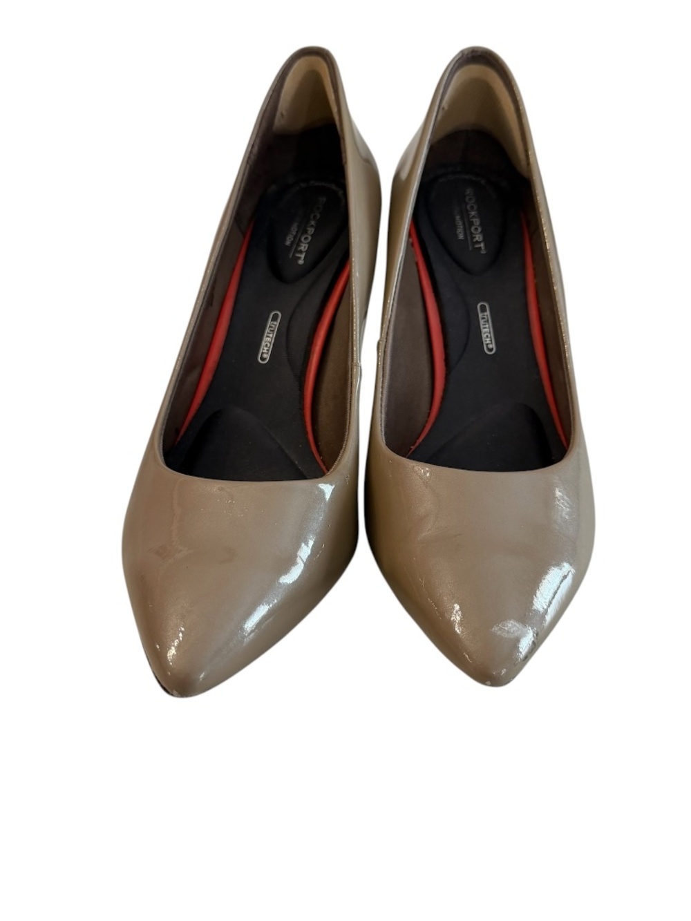 Rockport Women’s Total Motion Leather Taupe Patent Pointed-Toe Heels Sz 10 GUC
